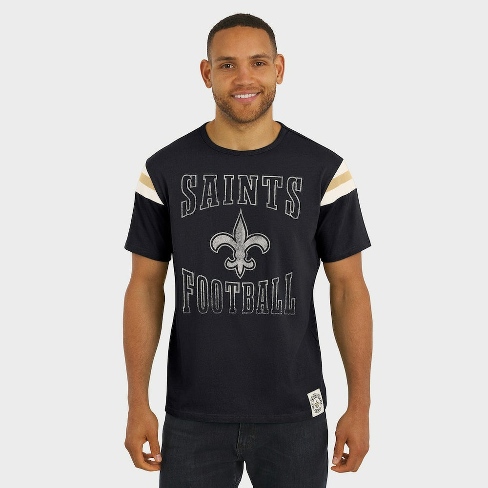 Darius Rucker Collection Football Stripe Sleeve T-Shirt - New Orleans Saints T-shirts