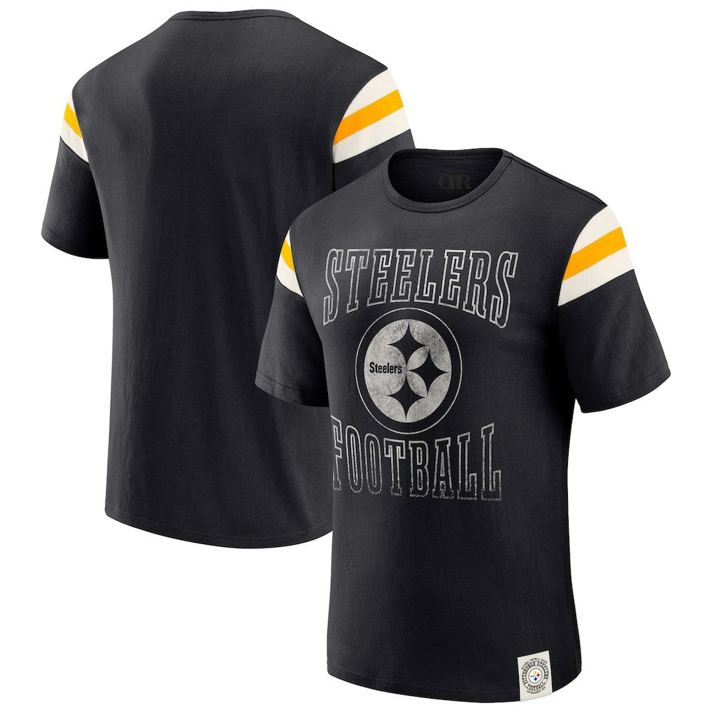 Darius Rucker Collection Football Stripe Sleeve T-Shirt - Pittsburgh Steelers T-shirts