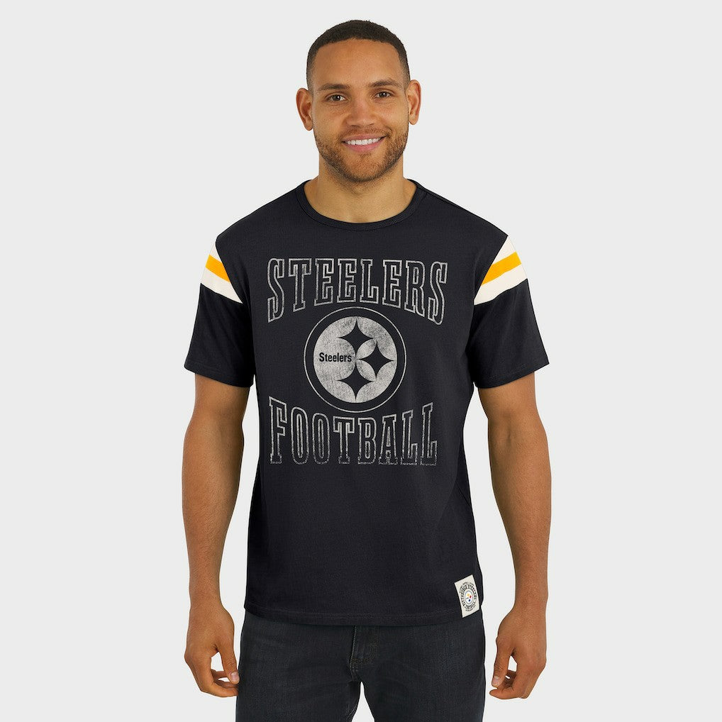 Darius Rucker Collection Football Stripe Sleeve T-Shirt - Pittsburgh Steelers T-shirts