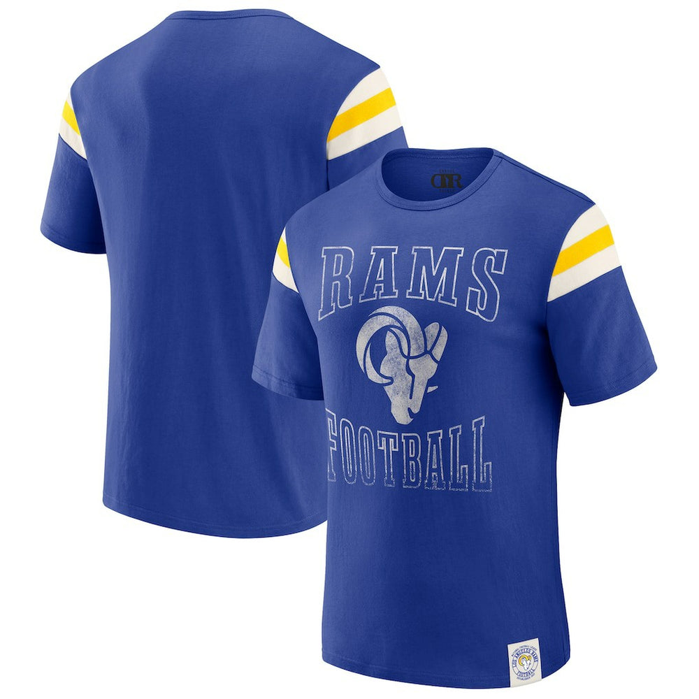 Darius Rucker Collection Football Stripe Sleeve T-Shirt - Los Angeles Rams T-shirts