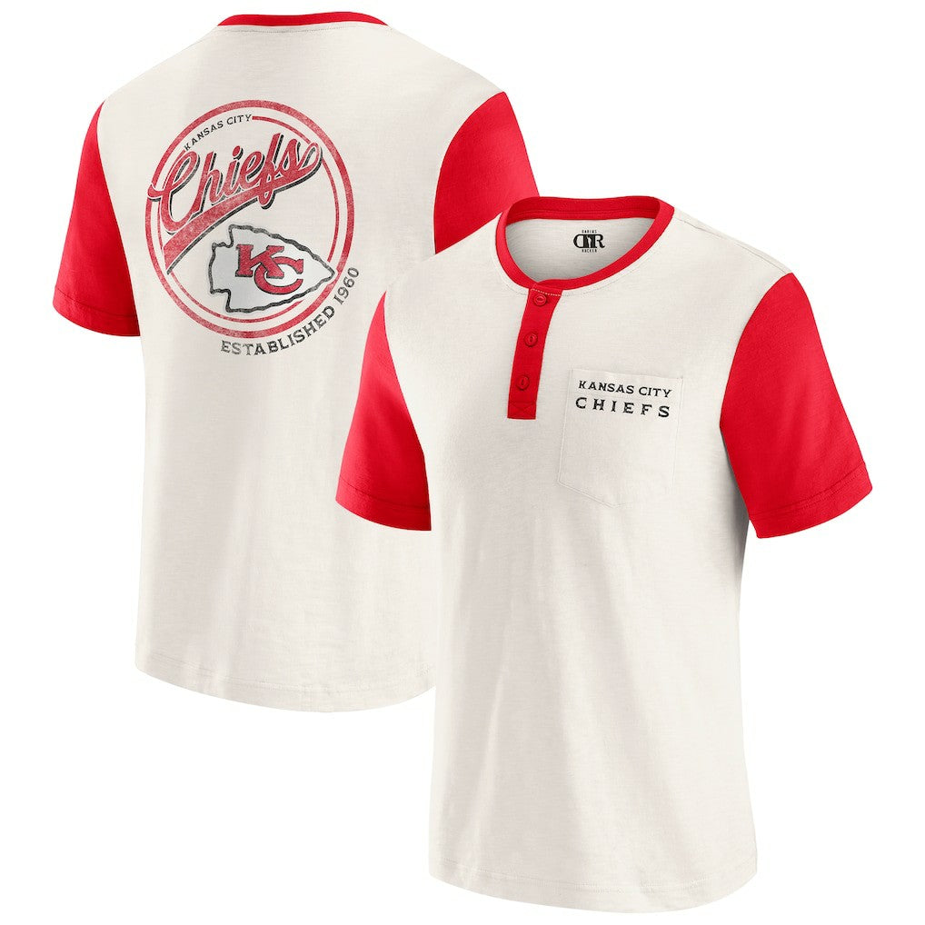 Darius Rucker Collection Henley Colorblock Slub Pocket T-Shirt - Kansas City Chiefs T-shirts
