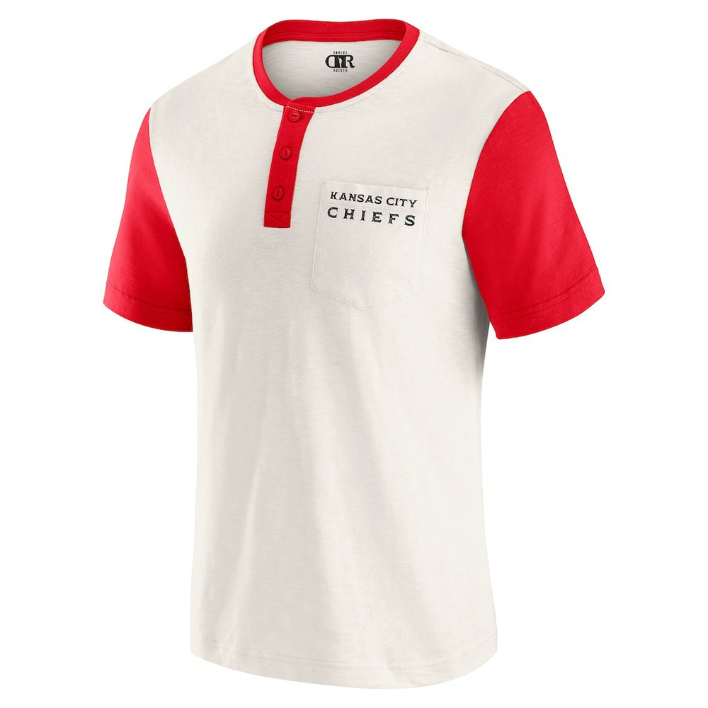 Darius Rucker Collection Henley Colorblock Slub Pocket T-Shirt - Kansas City Chiefs T-shirts