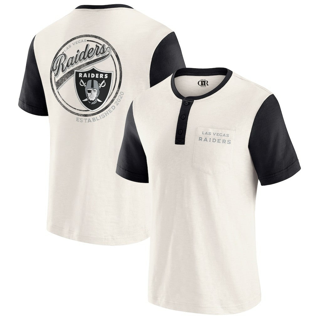 Darius Rucker Collection Henley Colorblock Slub Pocket T-Shirt - Las Vegas Raiders T-shirts