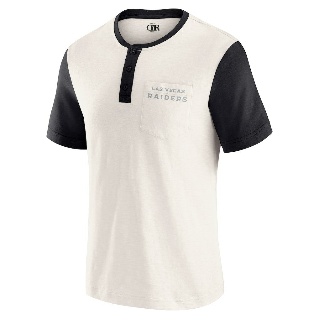 Darius Rucker Collection Henley Colorblock Slub Pocket T-Shirt - Las Vegas Raiders T-shirts