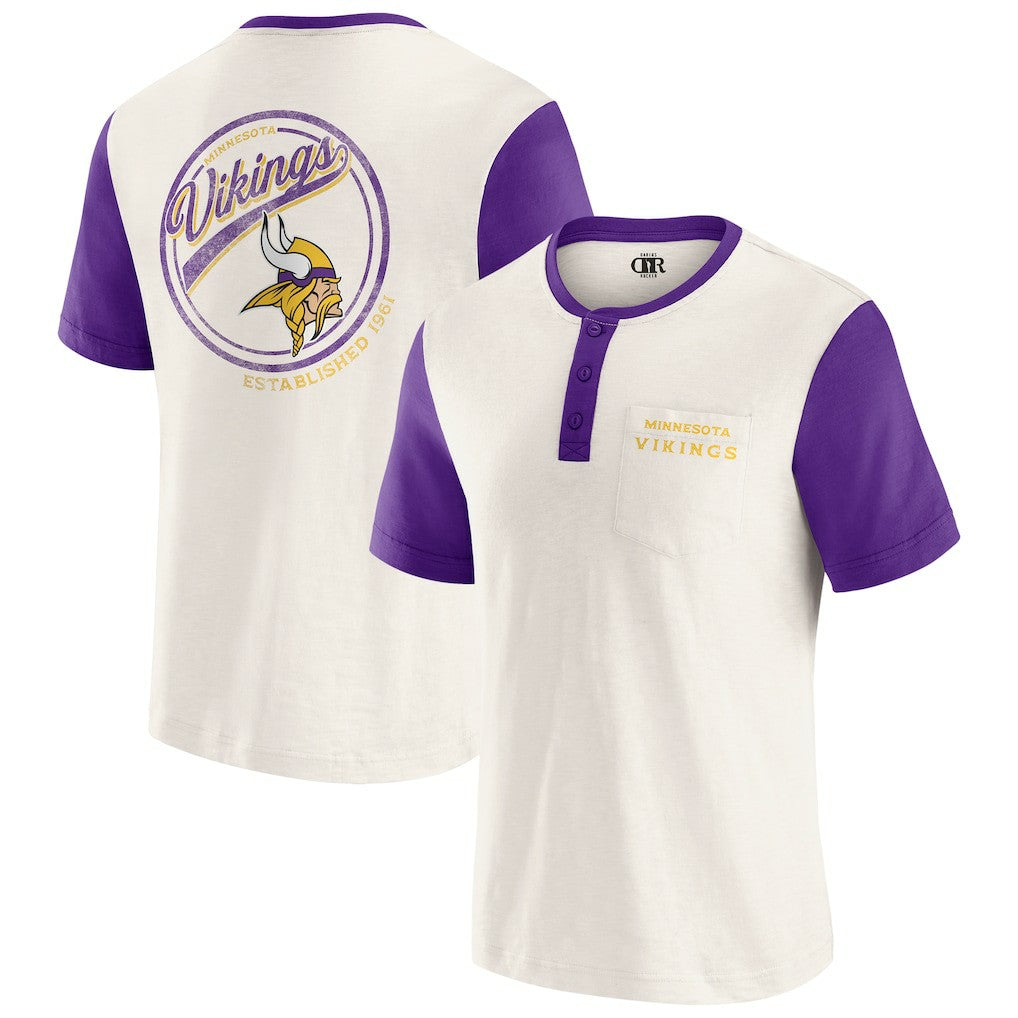Darius Rucker Collection Henley Colorblock Slub Pocket T-Shirt - Minnesota Vikings T-shirts