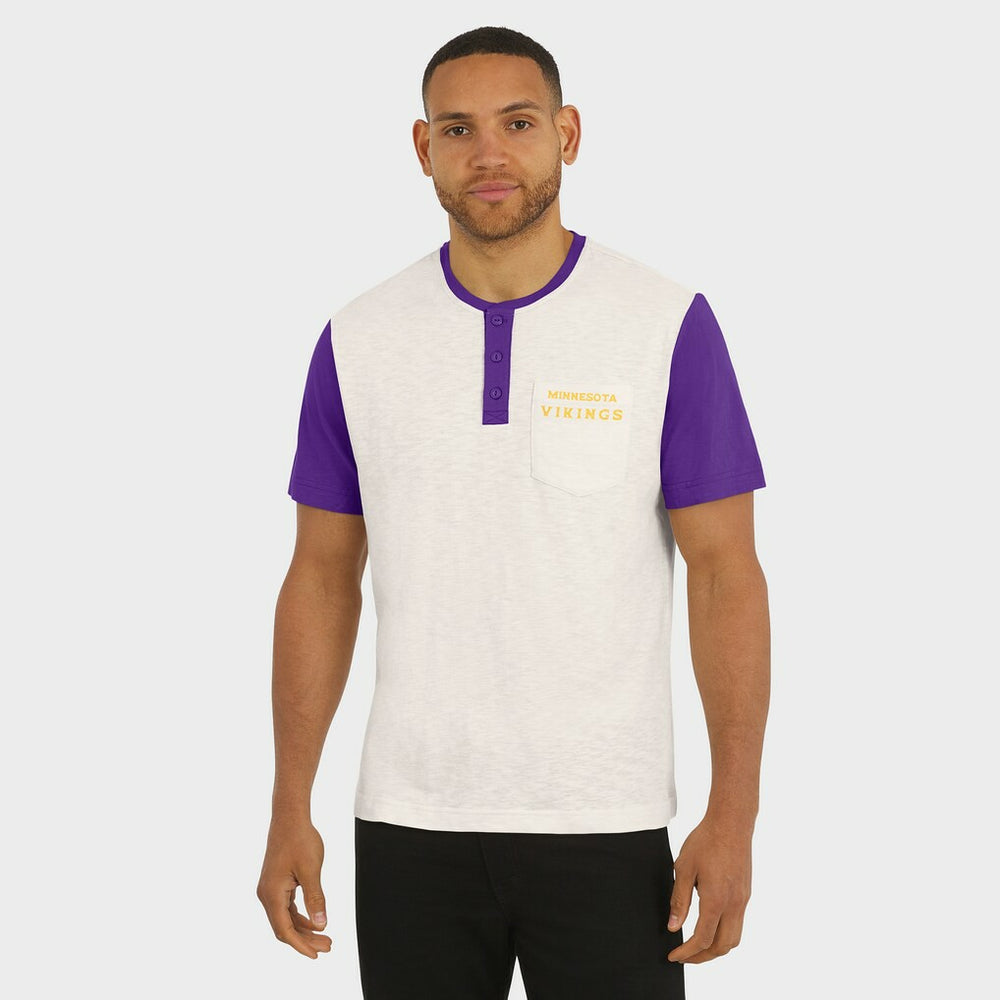 Darius Rucker Collection Henley Colorblock Slub Pocket T-Shirt - Minnesota Vikings T-shirts