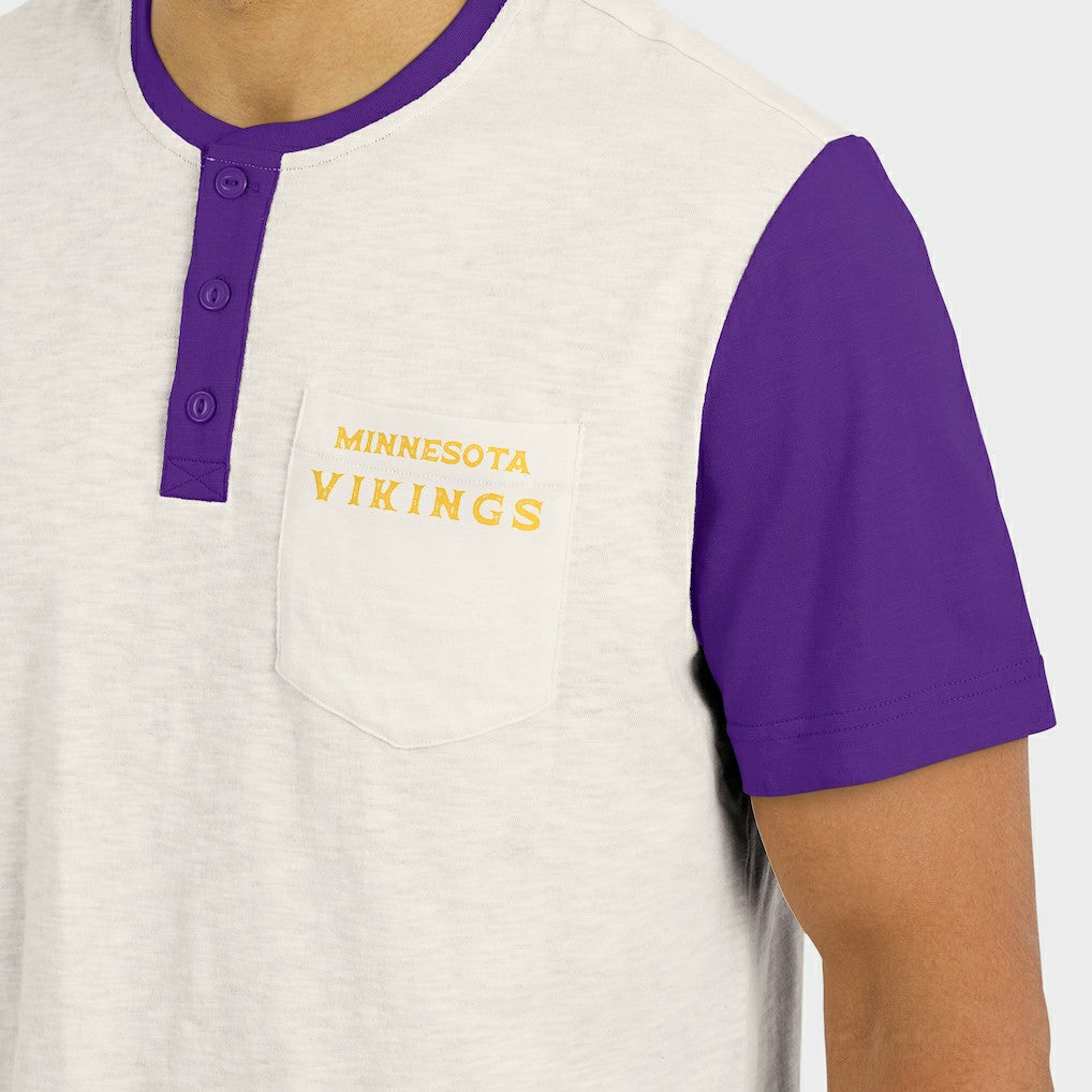 Darius Rucker Collection Henley Colorblock Slub Pocket T-Shirt - Minnesota Vikings T-shirts