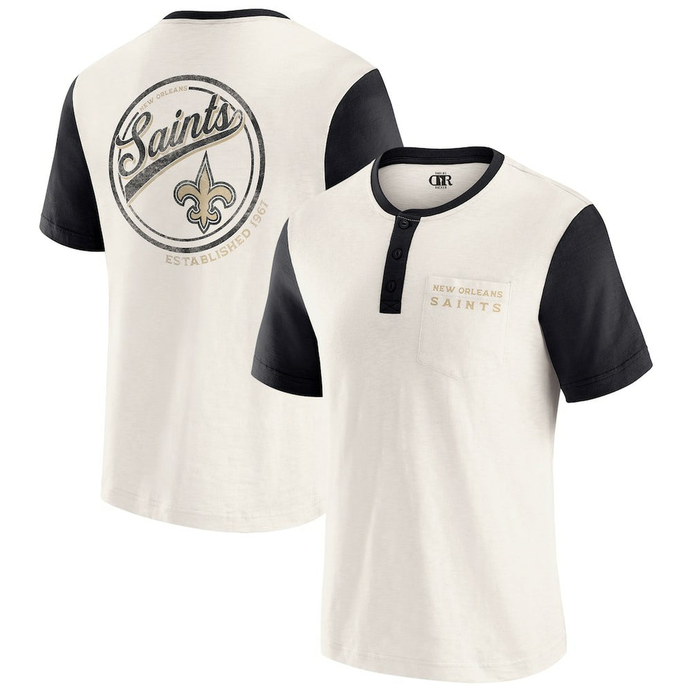 Darius Rucker Collection Henley Colorblock Slub Pocket T-Shirt - New Orleans Saints T-shirts