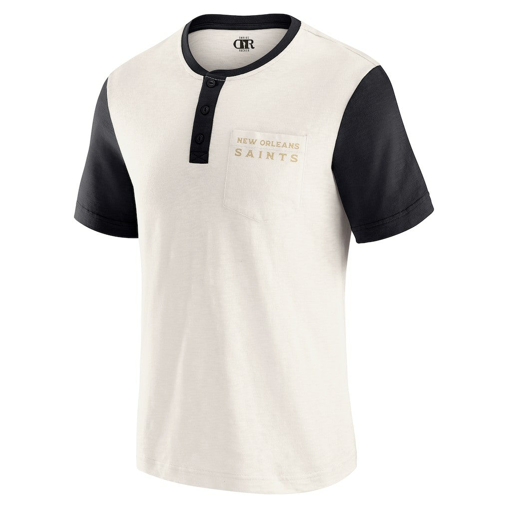 Darius Rucker Collection Henley Colorblock Slub Pocket T-Shirt - New Orleans Saints T-shirts