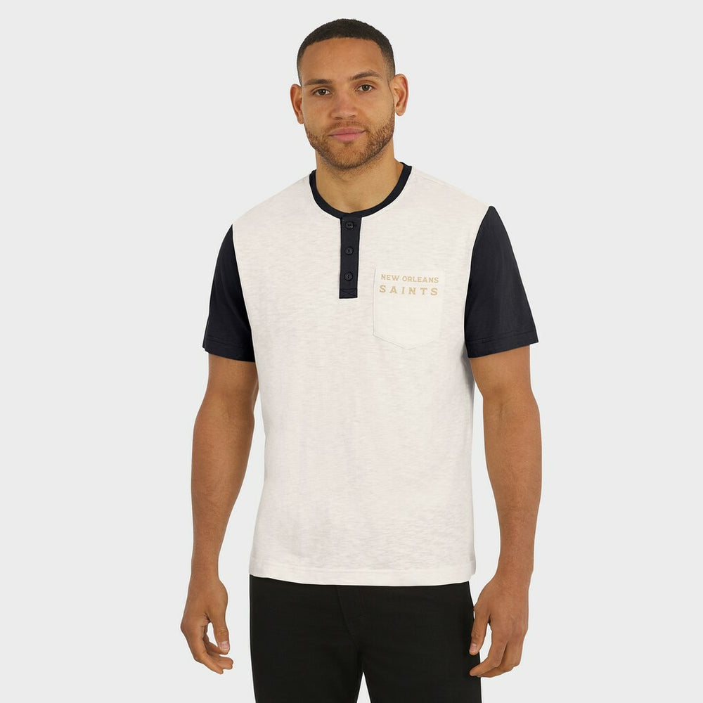 Darius Rucker Collection Henley Colorblock Slub Pocket T-Shirt - New Orleans Saints T-shirts