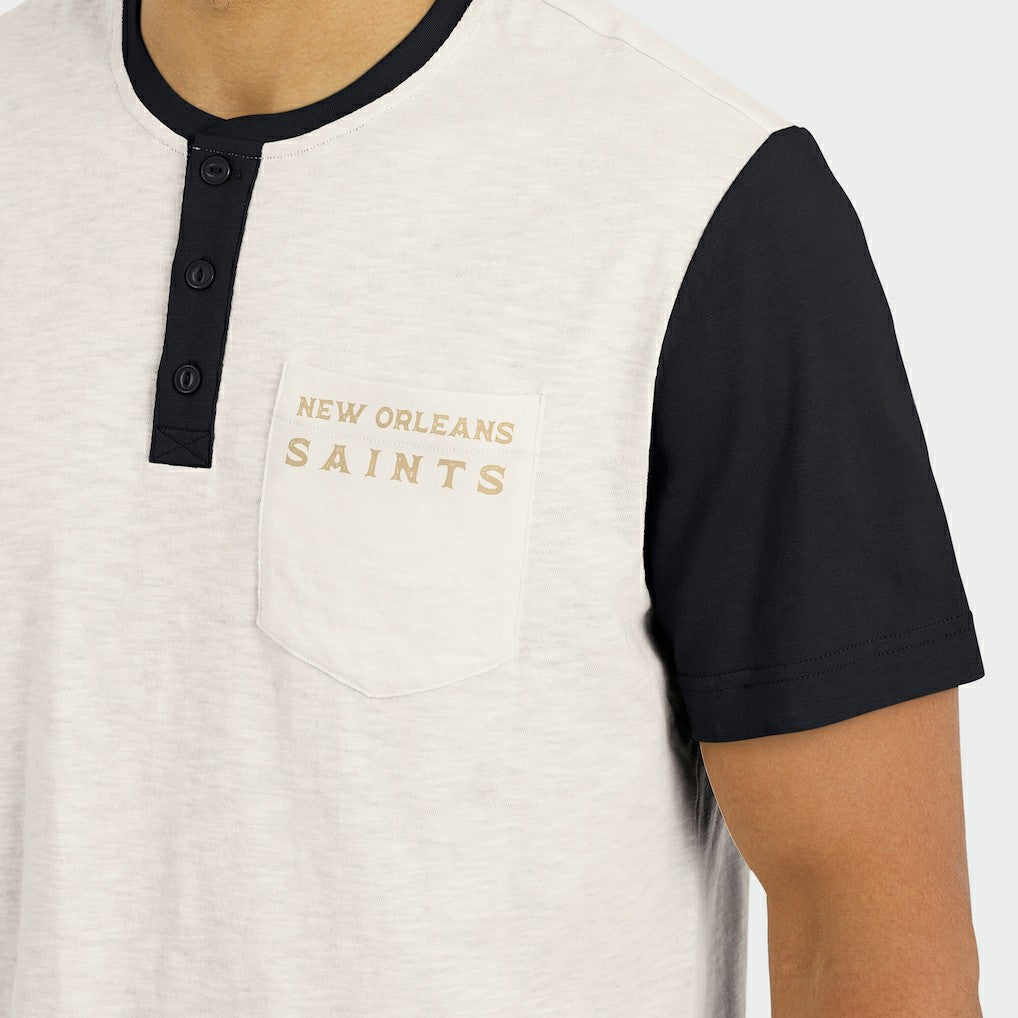 Darius Rucker Collection Henley Colorblock Slub Pocket T-Shirt - New Orleans Saints T-shirts