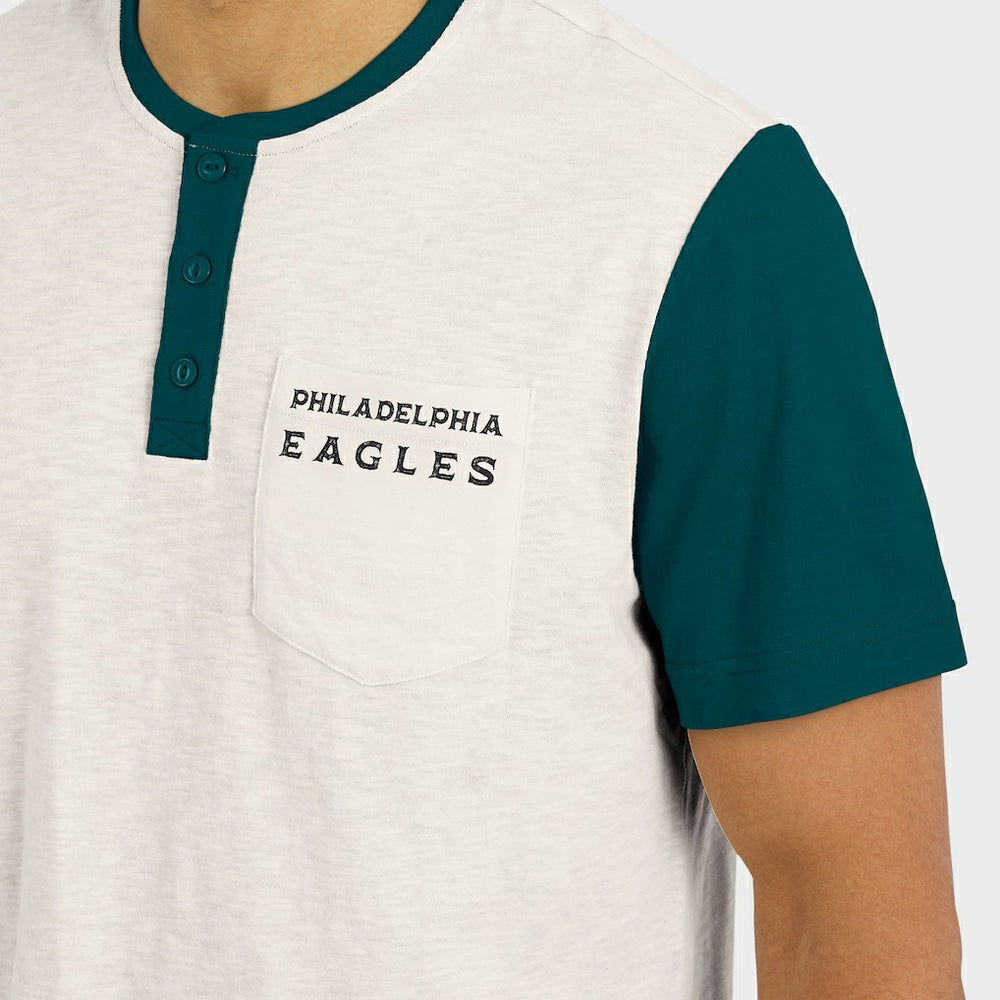 Darius Rucker Collection Henley Colorblock Slub Pocket T-Shirt - Philadelphia Eagles T-shirts