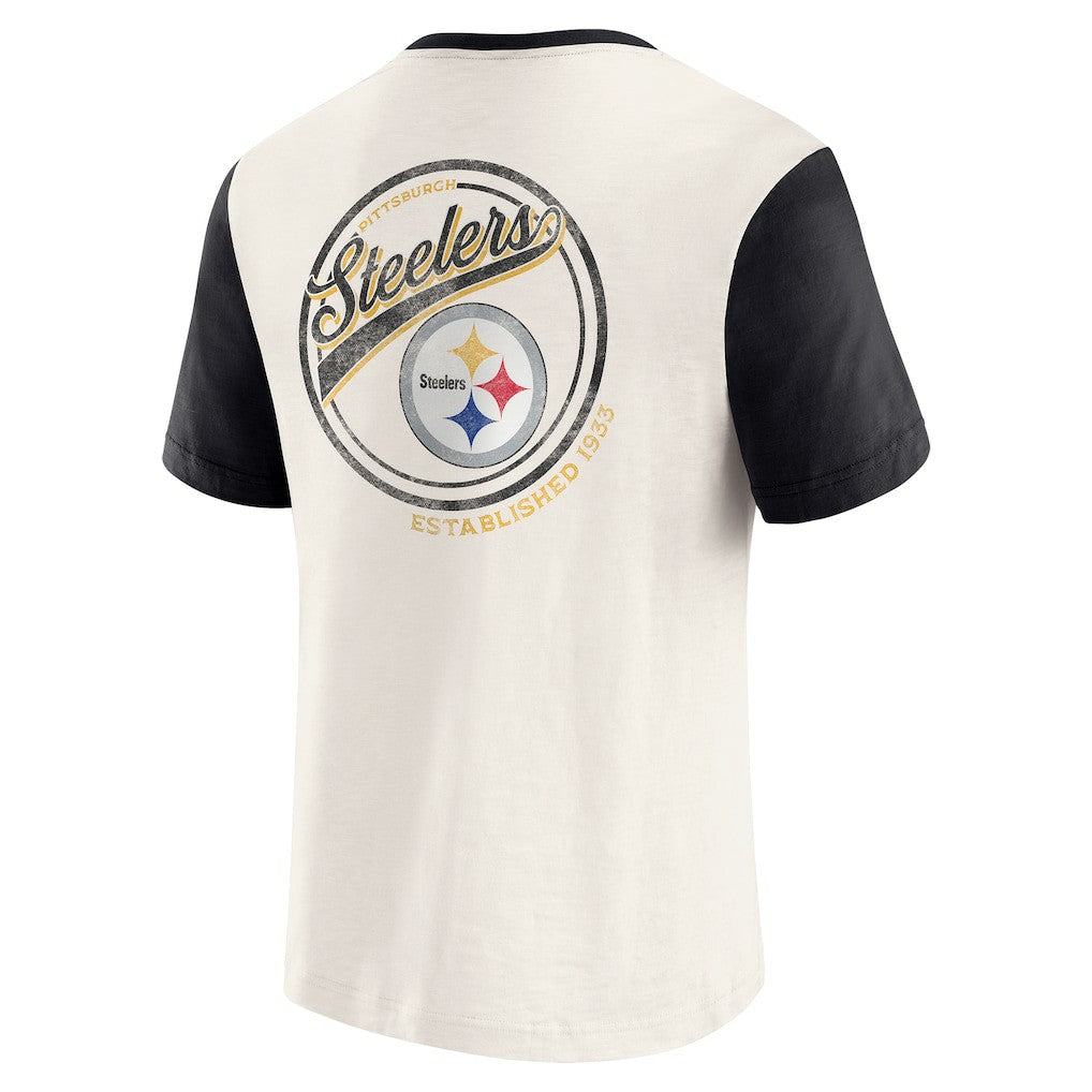 Darius Rucker Collection Henley Colorblock Slub Pocket T-Shirt - Pittsburgh Steelers T-shirts