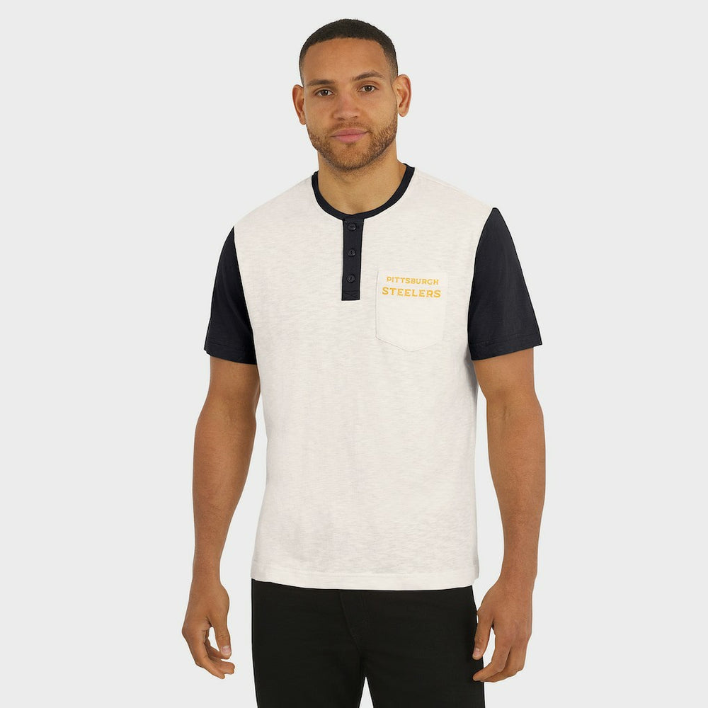 Darius Rucker Collection Henley Colorblock Slub Pocket T-Shirt - Pittsburgh Steelers T-shirts