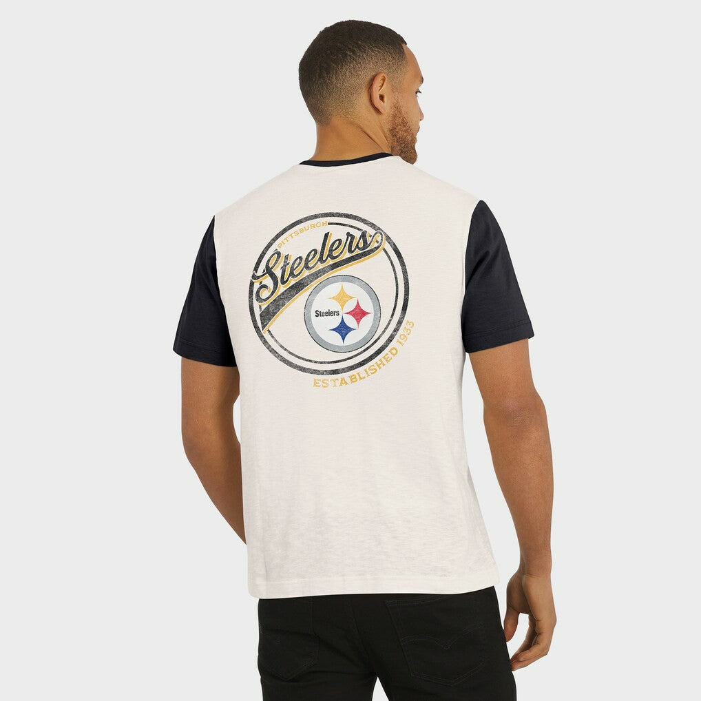 Darius Rucker Collection Henley Colorblock Slub Pocket T-Shirt - Pittsburgh Steelers T-shirts