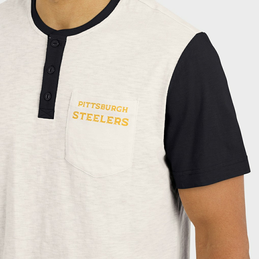 Darius Rucker Collection Henley Colorblock Slub Pocket T-Shirt - Pittsburgh Steelers T-shirts