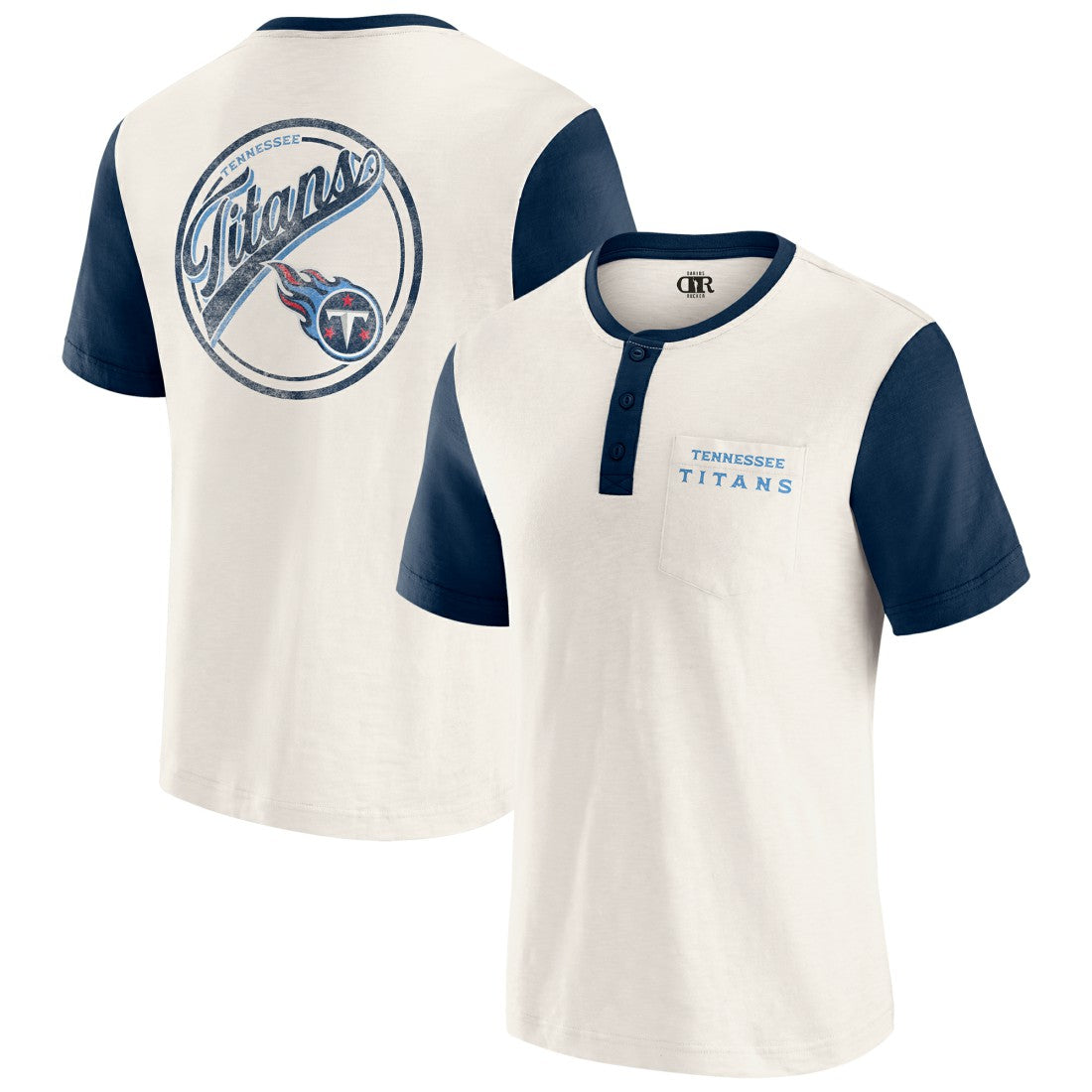 Darius Rucker Collection Henley Colorblock Slub Pocket T-Shirt - Tennessee Titans T-shirts