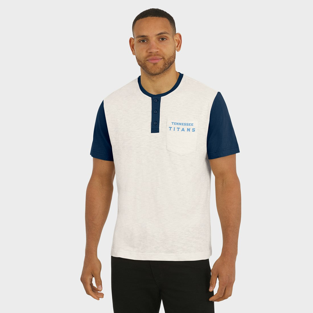 Darius Rucker Collection Henley Colorblock Slub Pocket T-Shirt - Tennessee Titans T-shirts