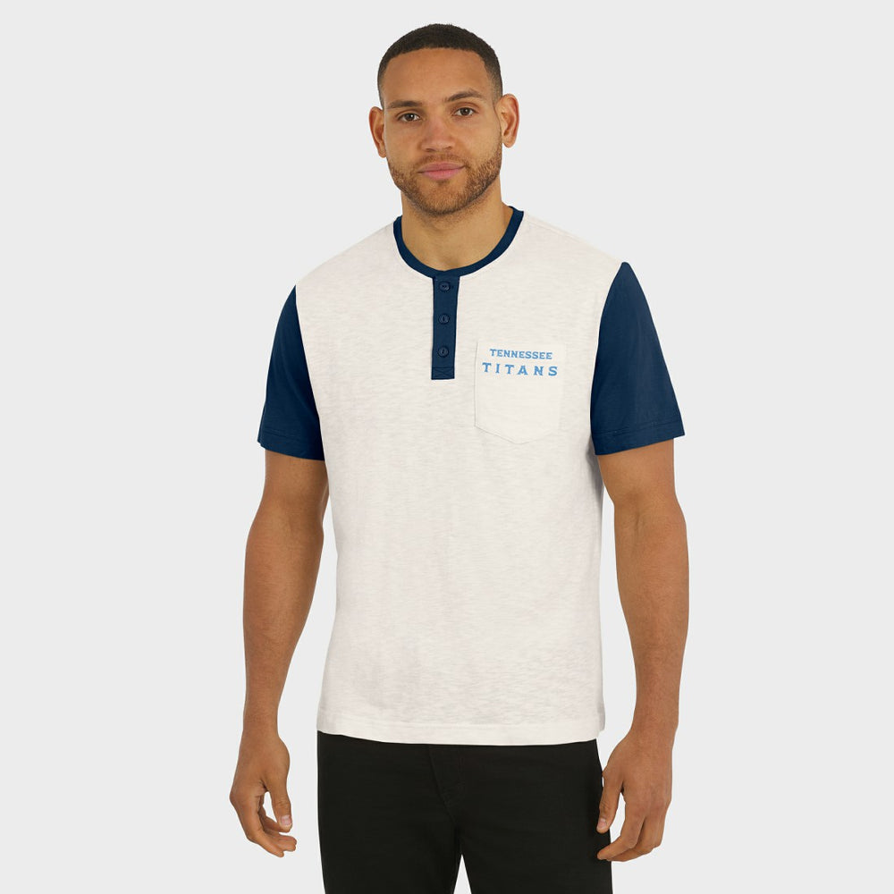 Darius Rucker Collection Henley Colorblock Slub Pocket T-Shirt - Tennessee Titans T-shirts