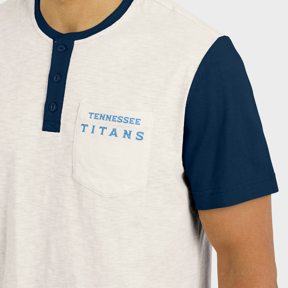 Darius Rucker Collection Henley Colorblock Slub Pocket T-Shirt - Tennessee Titans T-shirts