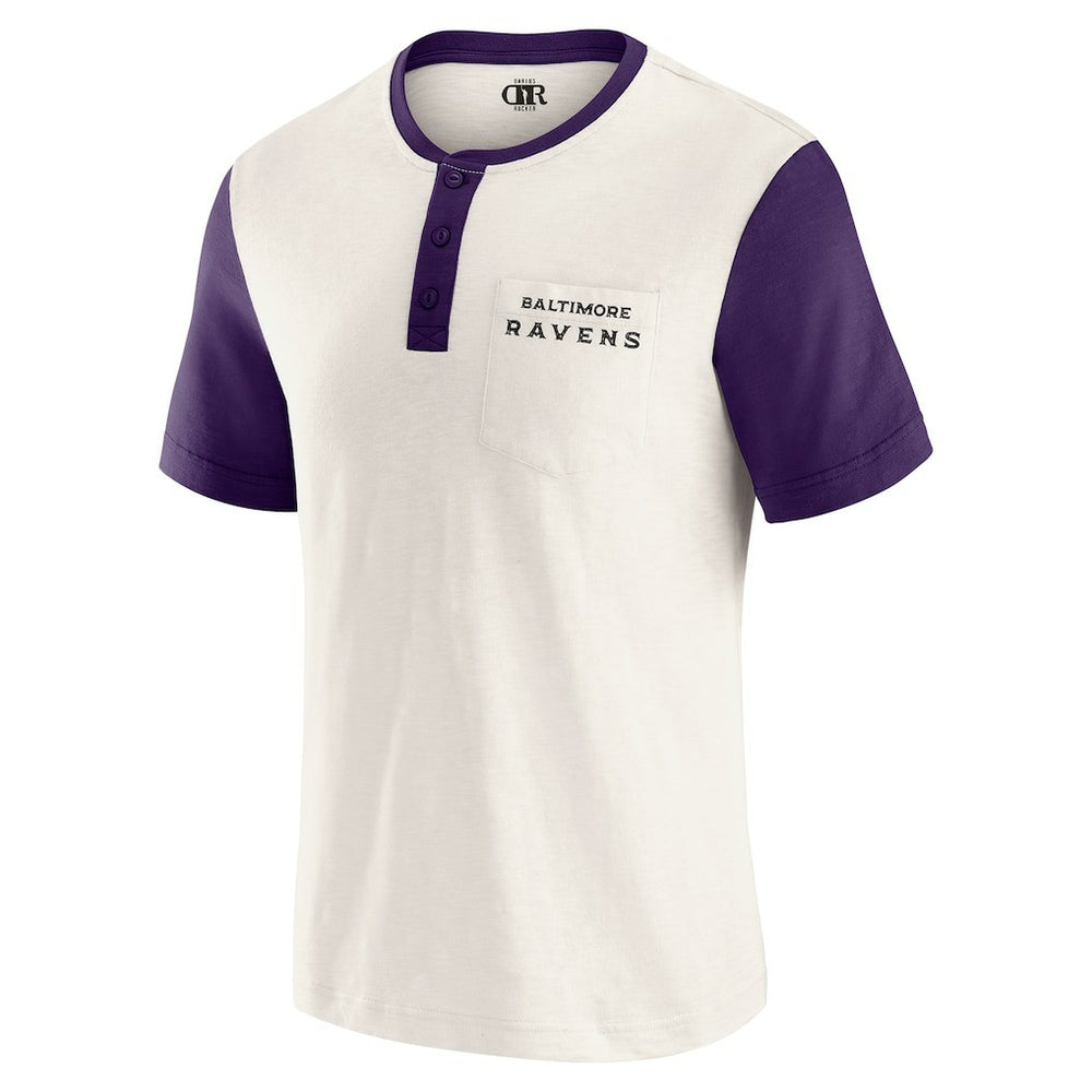 Darius Rucker Collection Henley Colorblock Slub Pocket T-Shirt - Baltimore Ravens T-shirts