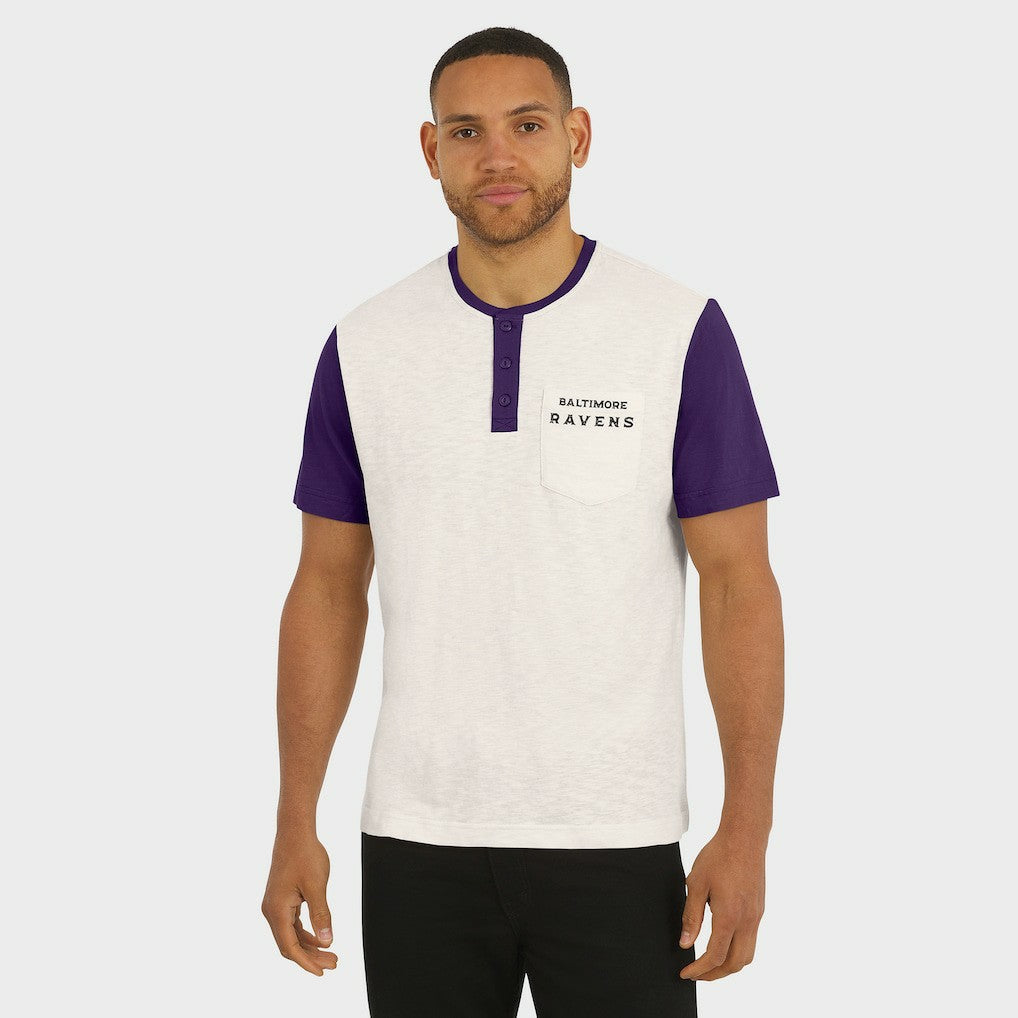 Darius Rucker Collection Henley Colorblock Slub Pocket T-Shirt - Baltimore Ravens T-shirts