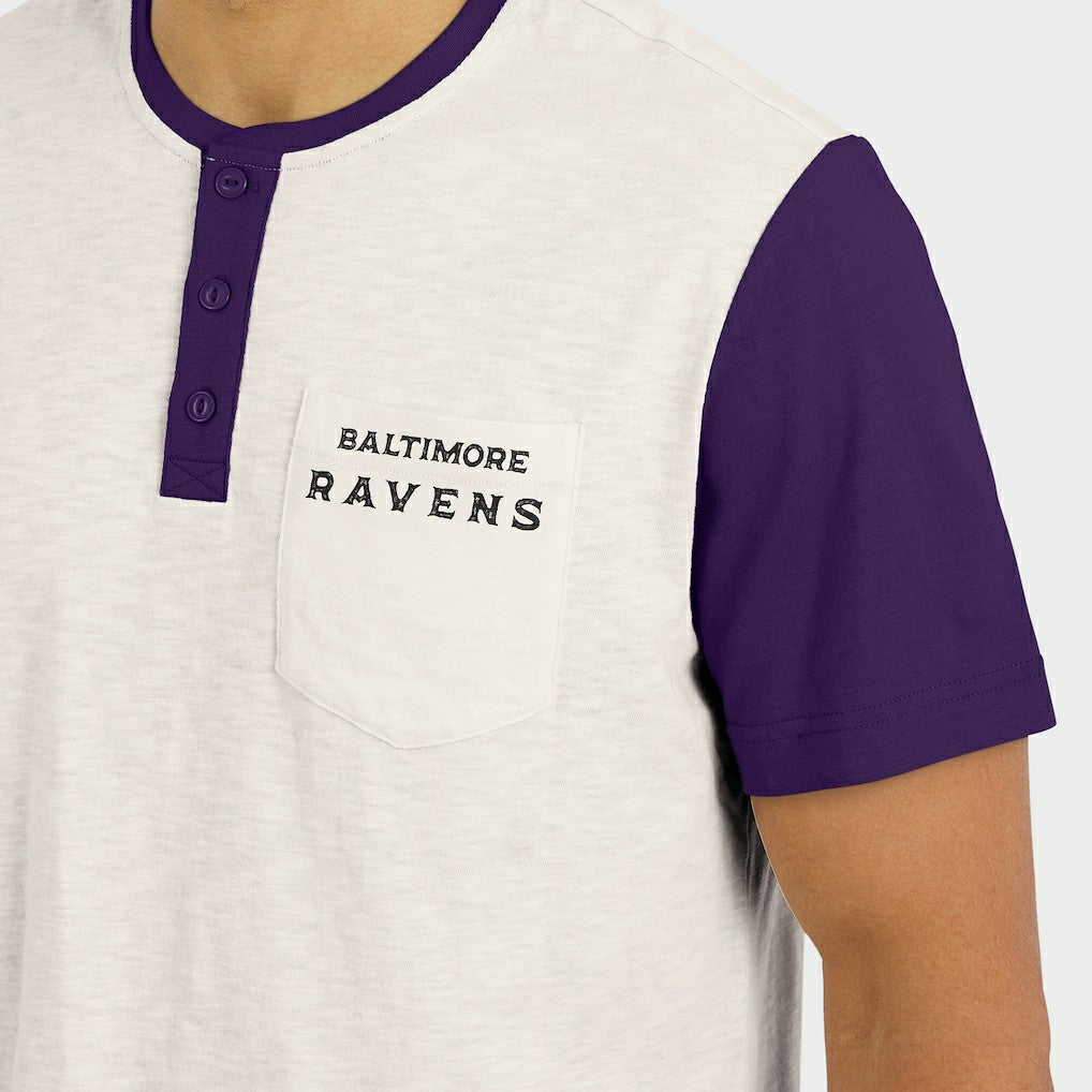 Darius Rucker Collection Henley Colorblock Slub Pocket T-Shirt - Baltimore Ravens T-shirts
