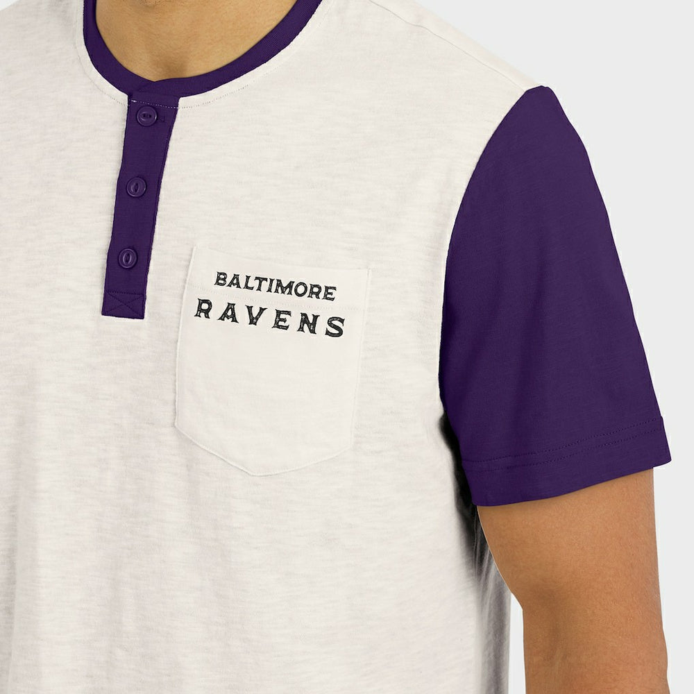 Darius Rucker Collection Henley Colorblock Slub Pocket T-Shirt - Baltimore Ravens T-shirts