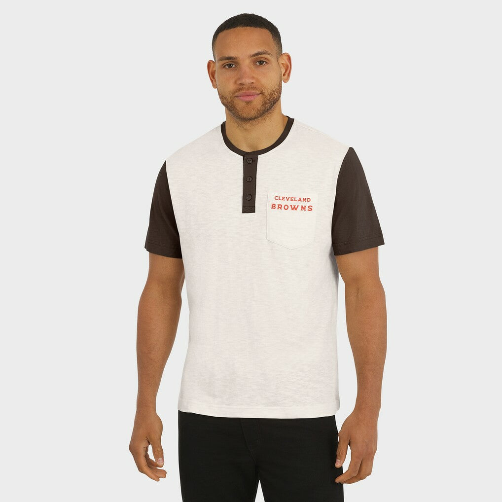 Darius Rucker Collection Henley Colorblock Slub Pocket T-Shirt - Cleveland Browns T-shirts