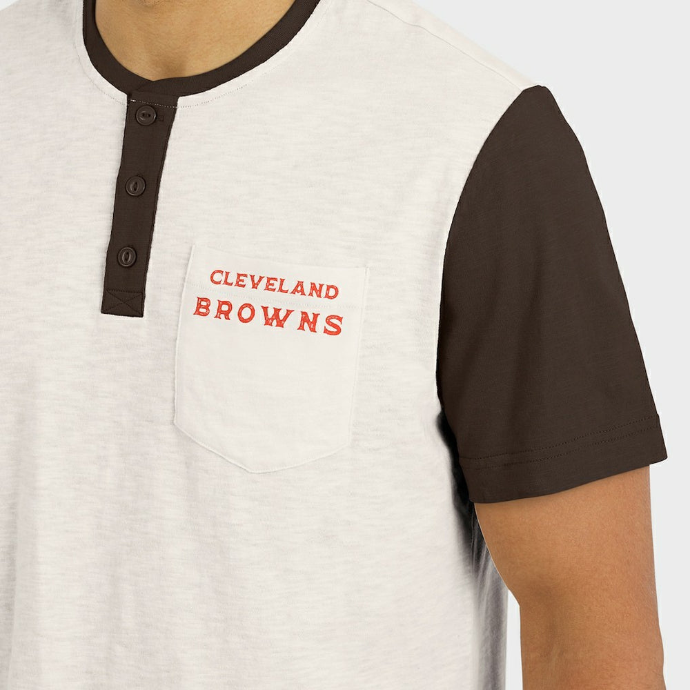 Darius Rucker Collection Henley Colorblock Slub Pocket T-Shirt - Cleveland Browns T-shirts