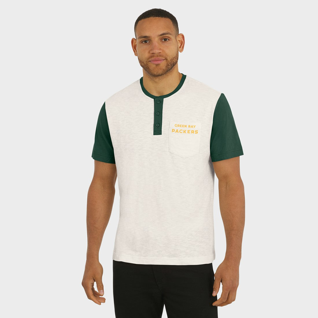 Darius Rucker Collection Henley Colorblock Slub Pocket T-Shirt - Green Bay Packers T-shirts