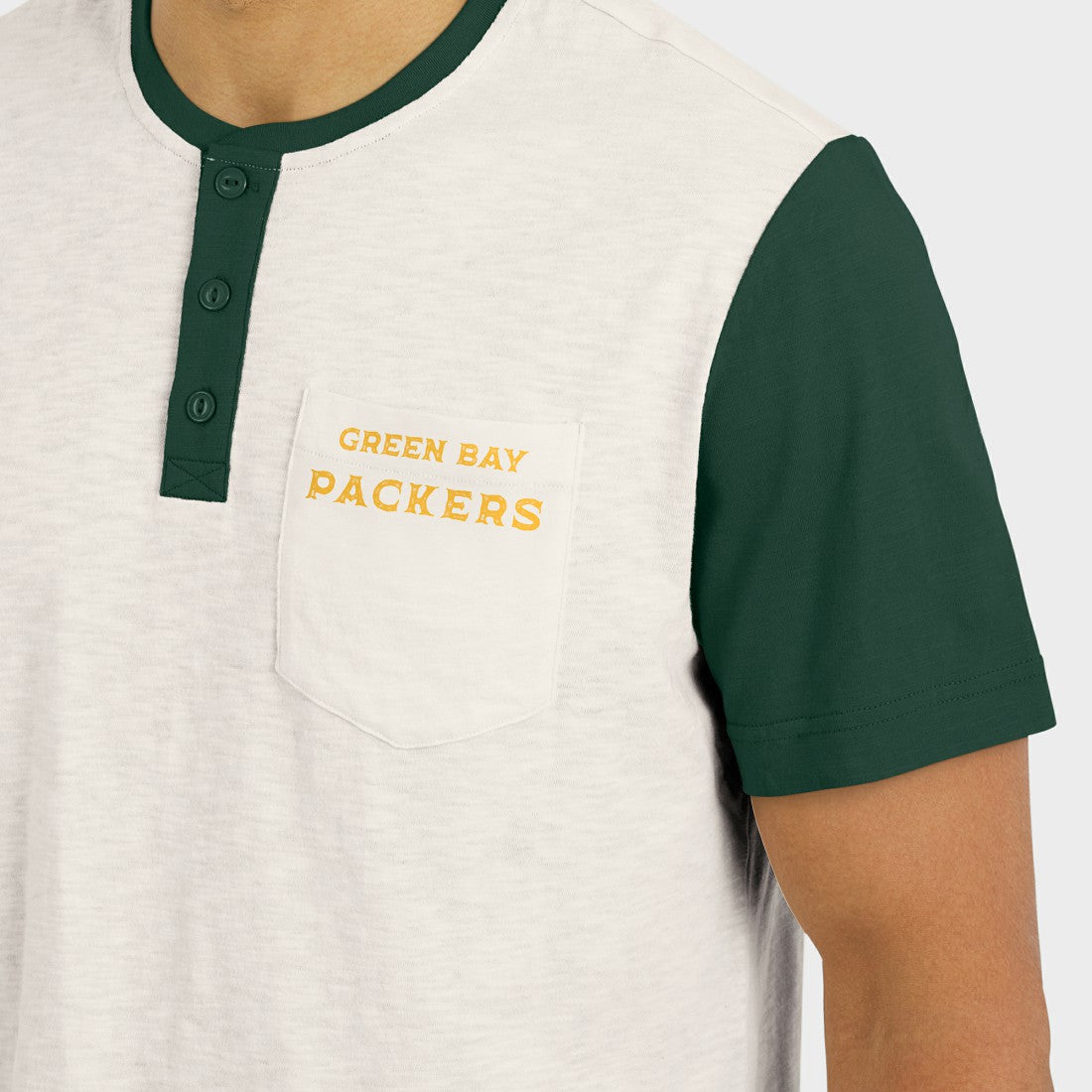 Darius Rucker Collection Henley Colorblock Slub Pocket T-Shirt - Green Bay Packers T-shirts