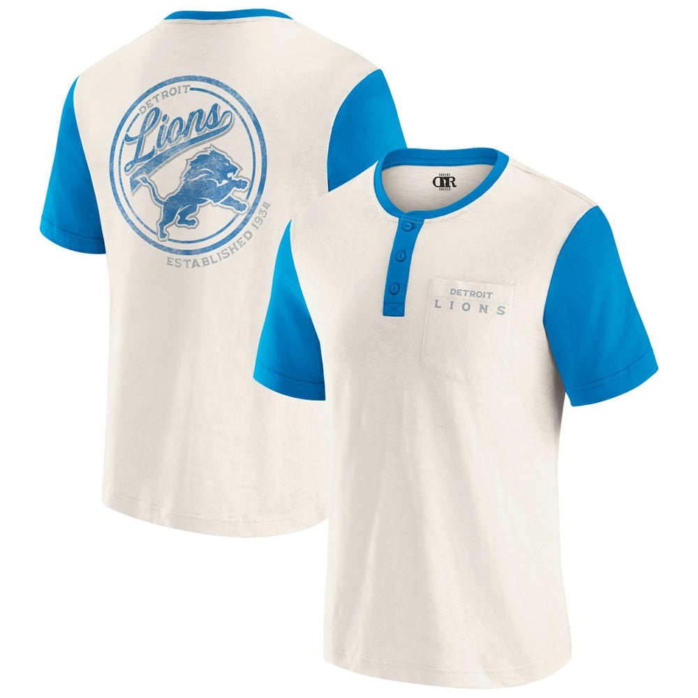 Darius Rucker Collection Henley Colorblock Slub Pocket T-Shirt - Detroit Lions T-shirts