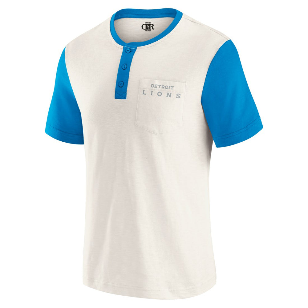 Darius Rucker Collection Henley Colorblock Slub Pocket T-Shirt - Detroit Lions T-shirts