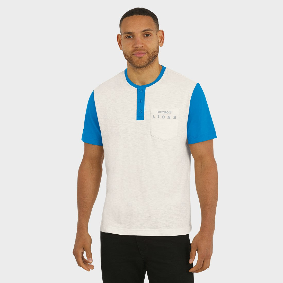 Darius Rucker Collection Henley Colorblock Slub Pocket T-Shirt - Detroit Lions T-shirts