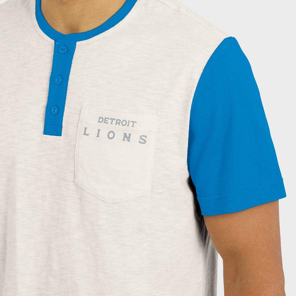Darius Rucker Collection Henley Colorblock Slub Pocket T-Shirt - Detroit Lions T-shirts