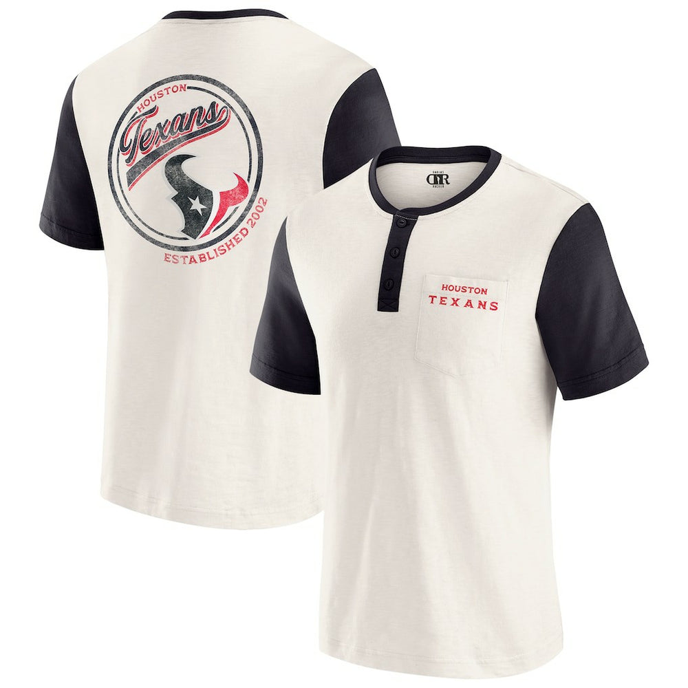 Darius Rucker Collection Henley Colorblock Slub Pocket T-Shirt - Houston Texans T-shirts