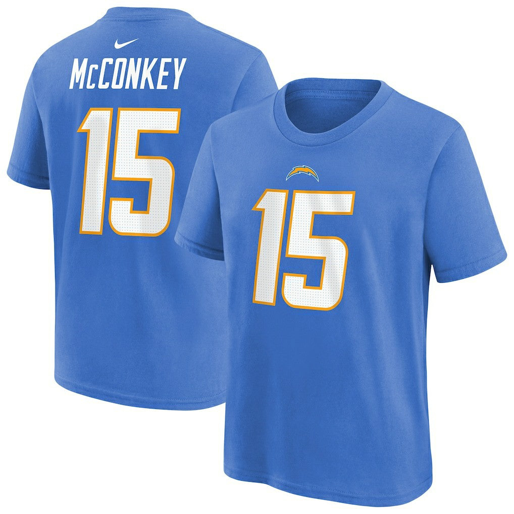 Ladd McConkey  Youth Player Name & Number T-Shirt - Los Angeles Chargers T-shirts