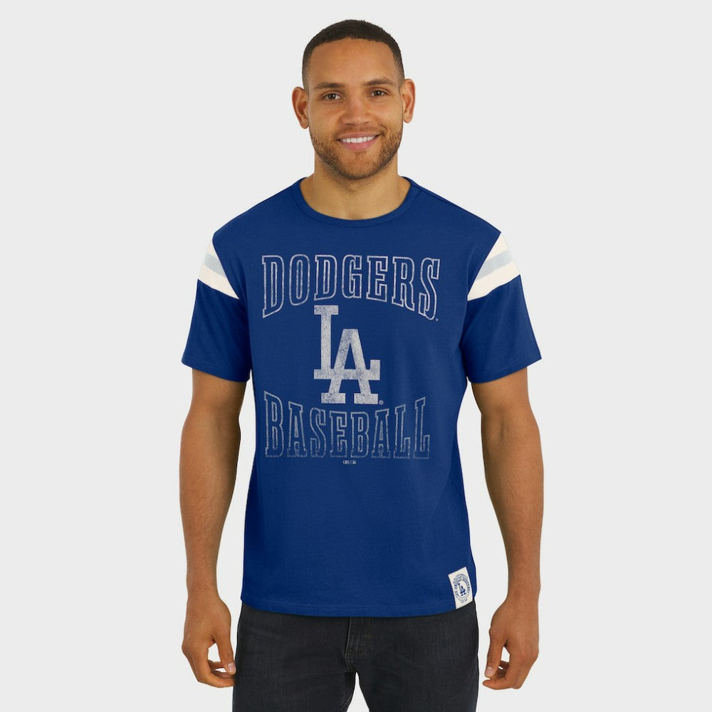 Royal Los Angeles Dodgers Darius Rucker Collection by Fanatics Distressed Sleeve Stripe T-Shirt