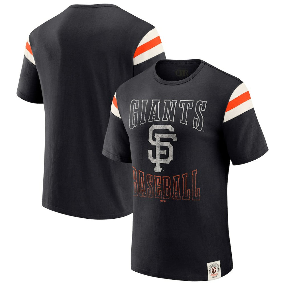 Black San Francisco Giants Darius Rucker Collection by Fanatics Distressed Sleeve Stripe T-Shirt