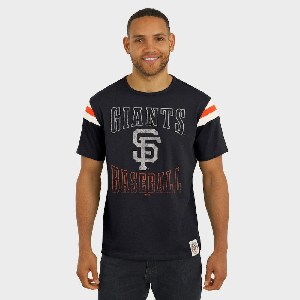 Black San Francisco Giants Darius Rucker Collection by Fanatics Distressed Sleeve Stripe T-Shirt