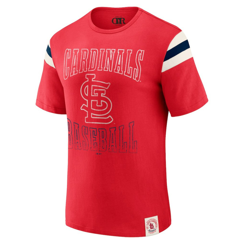 Red St. Louis Cardinals Darius Rucker Collection by Fanatics Distressed Sleeve Stripe T-Shirt