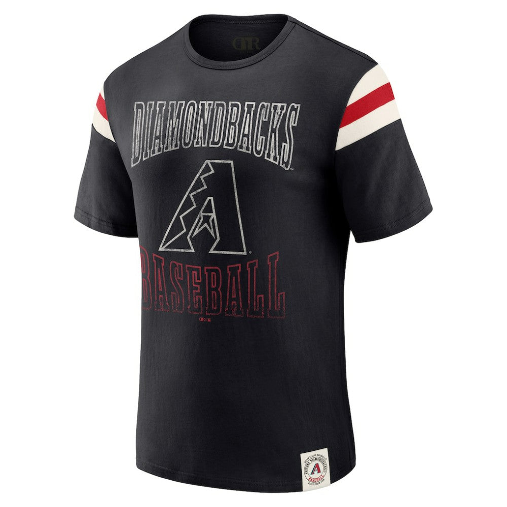 Black Arizona Diamondbacks Darius Rucker Collection by Fanatics Distressed Sleeve Stripe T-Shirt