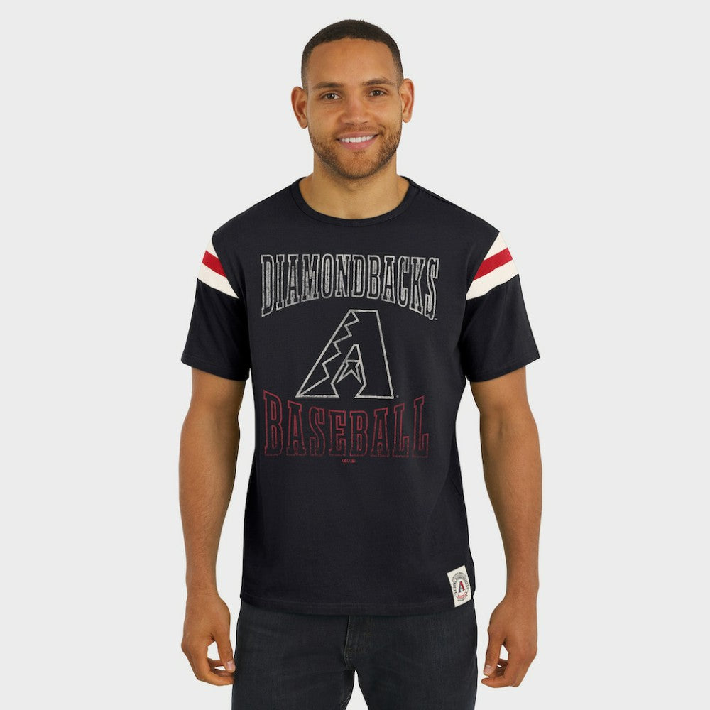 Black Arizona Diamondbacks Darius Rucker Collection by Fanatics Distressed Sleeve Stripe T-Shirt