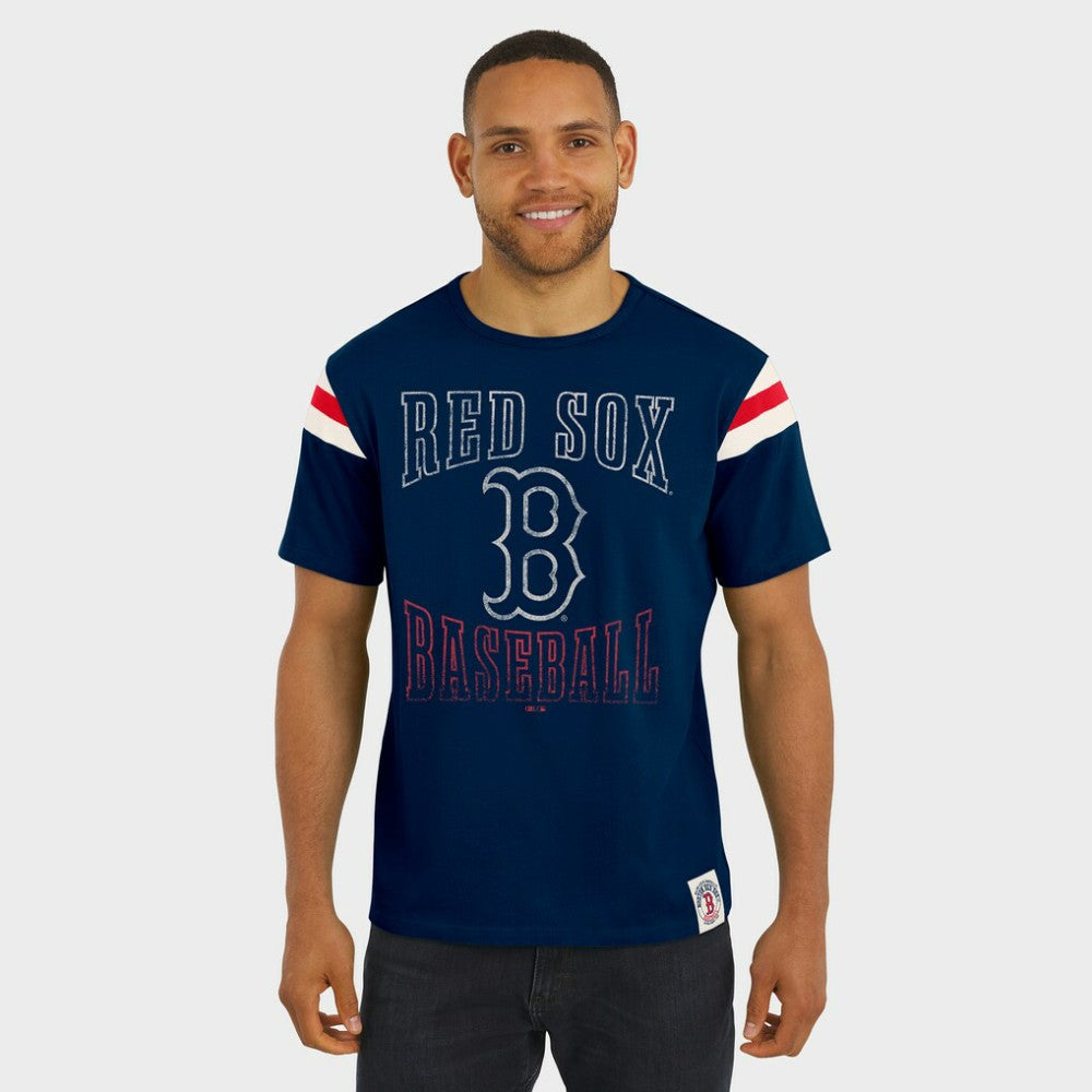 Navy Boston Red Sox Darius Rucker Collection by Fanatics Distressed Sleeve Stripe T-Shirt