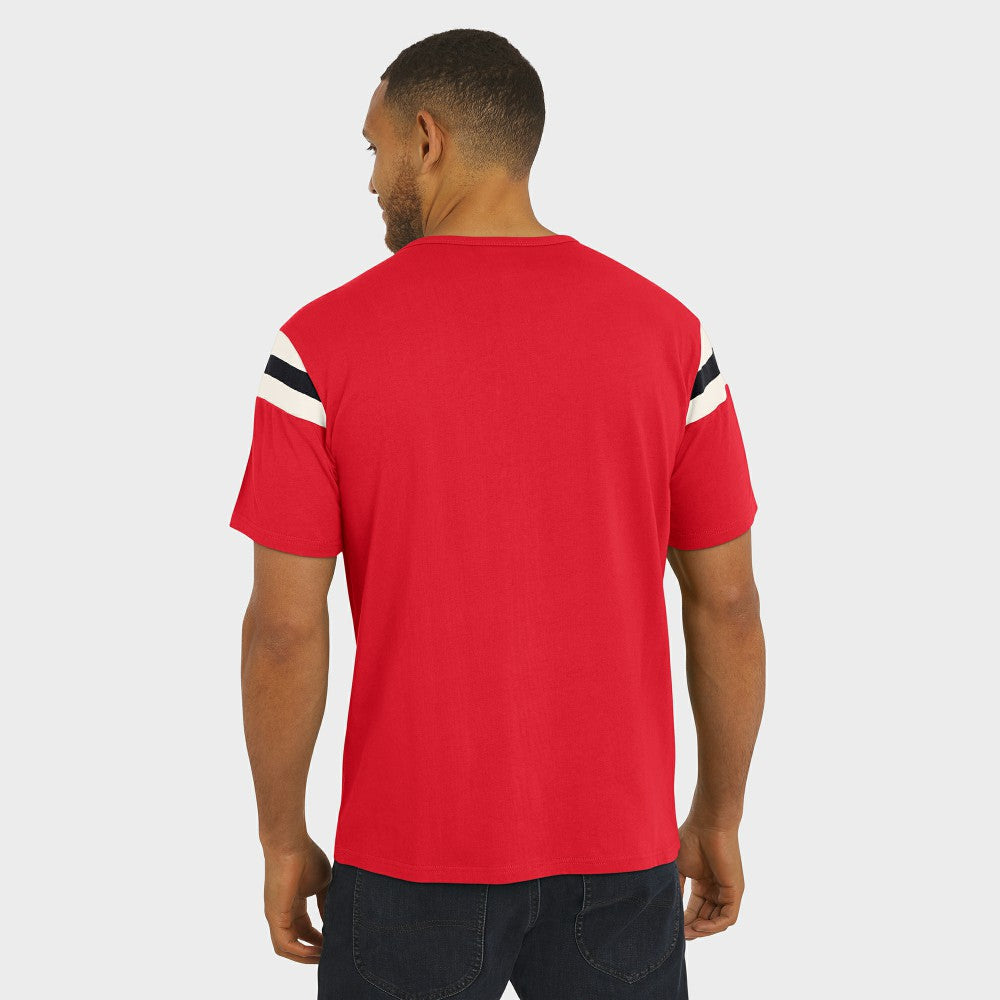 Red Cincinnati Reds Darius Rucker Collection by Fanatics Distressed Sleeve Stripe T-Shirt