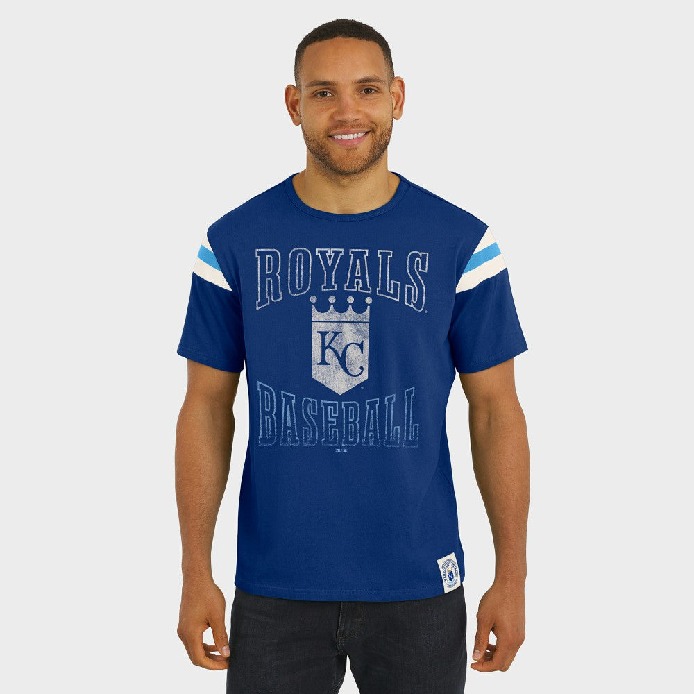 Royal Kansas City Royals Darius Rucker Collection by Fanatics Distressed Sleeve Stripe T-Shirt