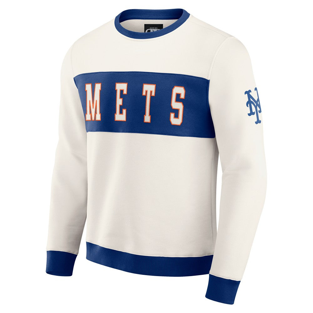 Cream New York Mets Darius Rucker Collection by Fanatics Colorblock Crewneck Sweatshirt