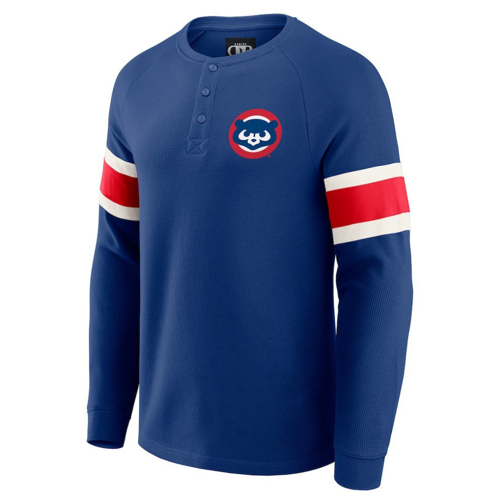 Royal Chicago Cubs Darius Rucker Collection by Fanatics Waffle-Knit Raglan Long Sleeve Henley T-Shirt
