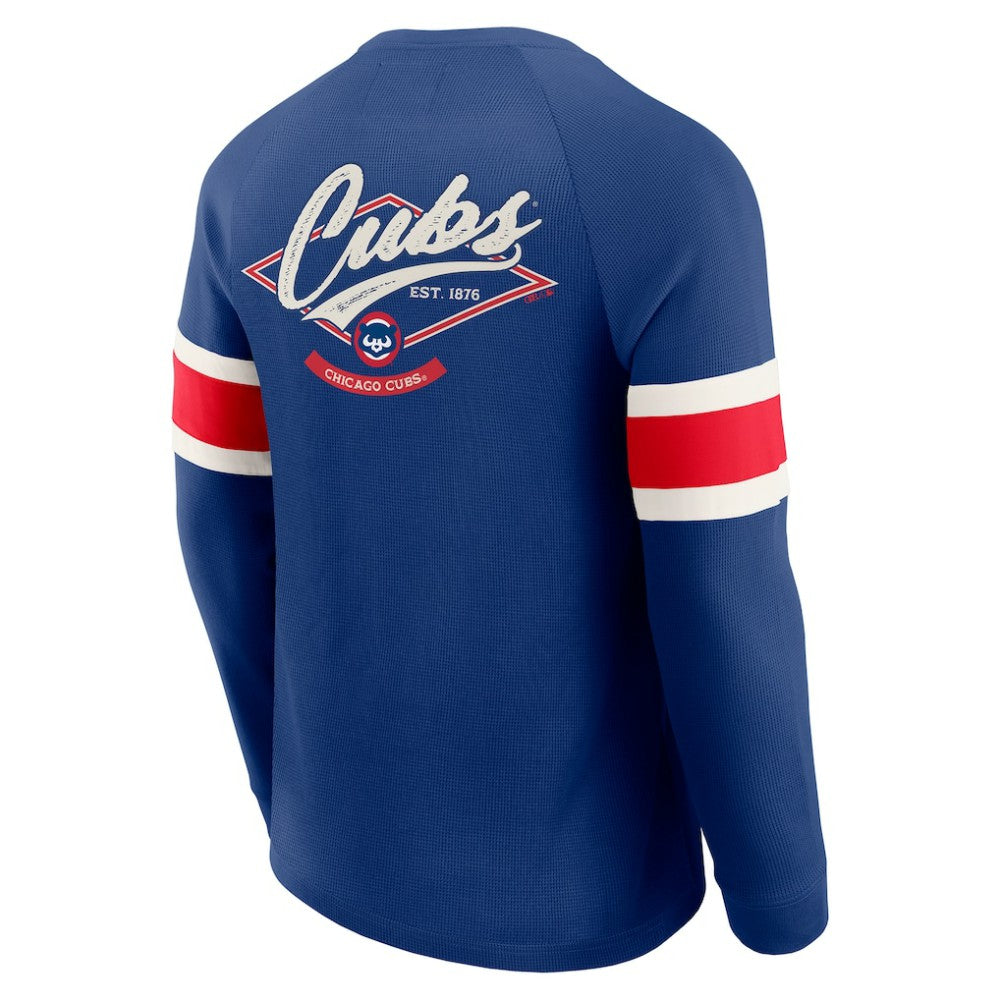 Royal Chicago Cubs Darius Rucker Collection by Fanatics Waffle-Knit Raglan Long Sleeve Henley T-Shirt
